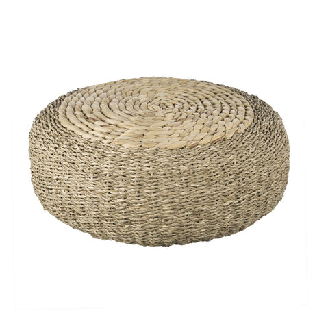 Natural water hyacinth foot stool, 41cm, versatile for seating or décor, perfect for bohemian and coastal themes.