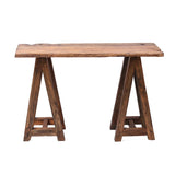 Rustic Railway Sleeper Hall Table (122x81cm) with unique wood grain, ideal for hallway decor and functional storage.