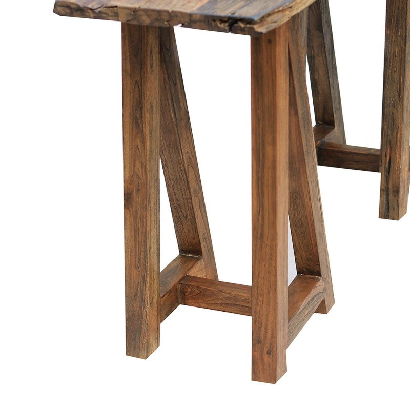 Railway Sleeper Hall Table (122x81cm) showcasing rustic wood grain and durable design, perfect for entryway decor and organization.