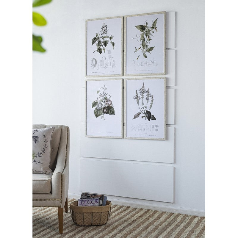 Set of 4 framed botanical prints showcasing intricate designs and vibrant colors, perfect for enhancing any living space.