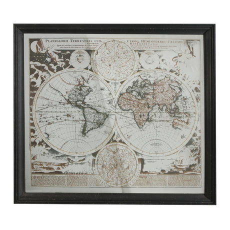 Mirrored framed map wall art (144 x 139 cm) adds elegance and a sense of adventure to any living space.