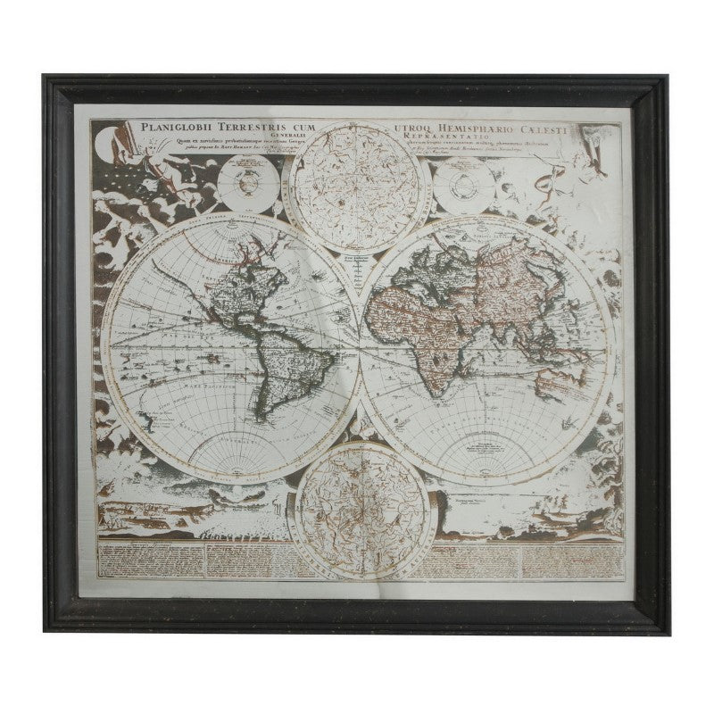 WALL ART - MIRRORED FRAMED MAP (144 x 139cm)