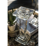 Elegant crystal pillar candle holder, 10.2 x 28 cm, reflecting light beautifully for a warm ambiance in any decor.