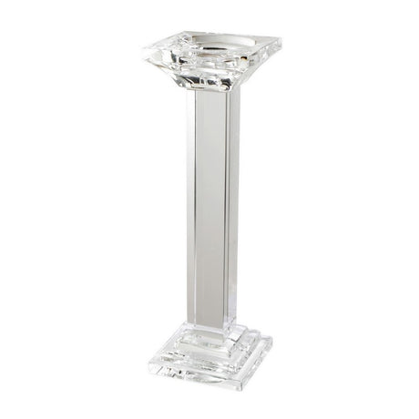 Elegant crystal pillar candle holder, 10.2 x 33cm, perfect for enhancing home decor and creating a sophisticated ambiance.