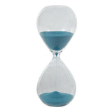 Elegant glass sand timer measuring 30 minutes, perfect for decor and efficient time management.