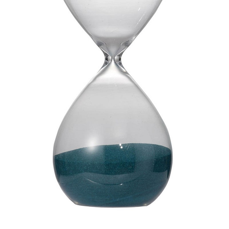 Elegant glass sand timer measuring 30 minutes, perfect for enhancing productivity and home decor with vibrant sand.