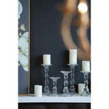 Elegant glass candle stick (12 x 23.5cm) perfect for warm ambiance and stylish decor, ideal for any occasion.