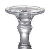 Elegant glass candle stick measuring 12 x 18 cm, perfect for tealights or tapered candles, enhancing any decor.