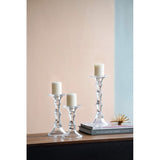 Elegant 12x18 cm glass candle stick holder for tealights and tapered candles, perfect for sophisticated home decor.