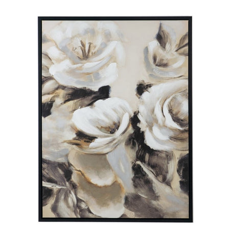 Vibrant hand-painted floral canvas art (120 x 90cm) enhances any space with elegance and natural beauty.