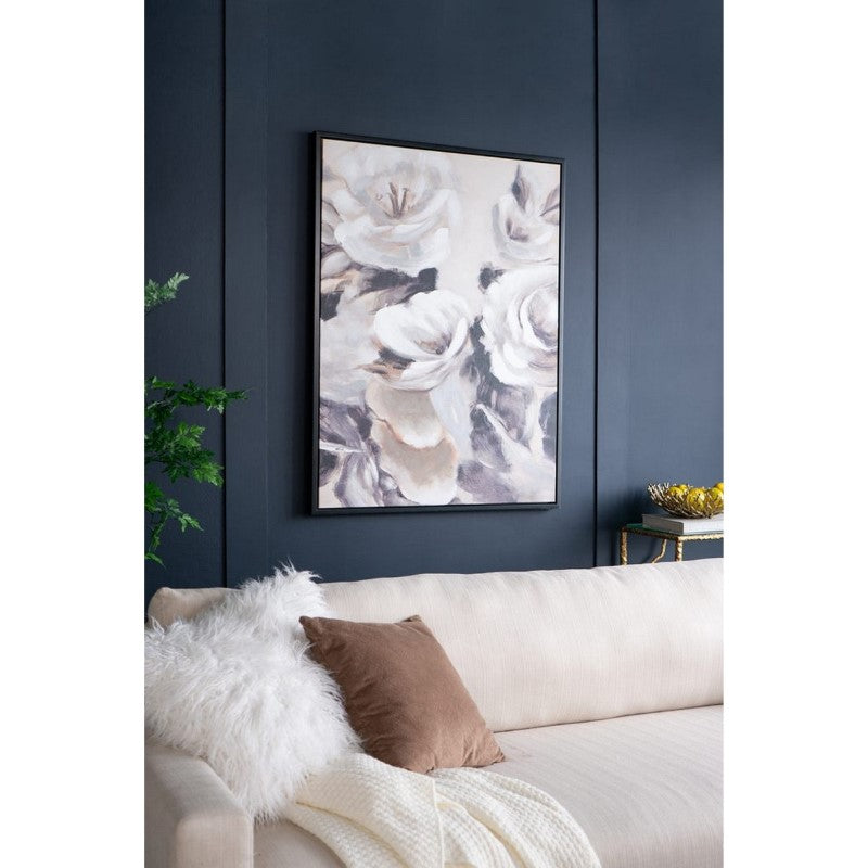 Hand-painted floral canvas art (120 x 90cm) adds elegance and color to any room, perfect for nature lovers and art enthusiasts.