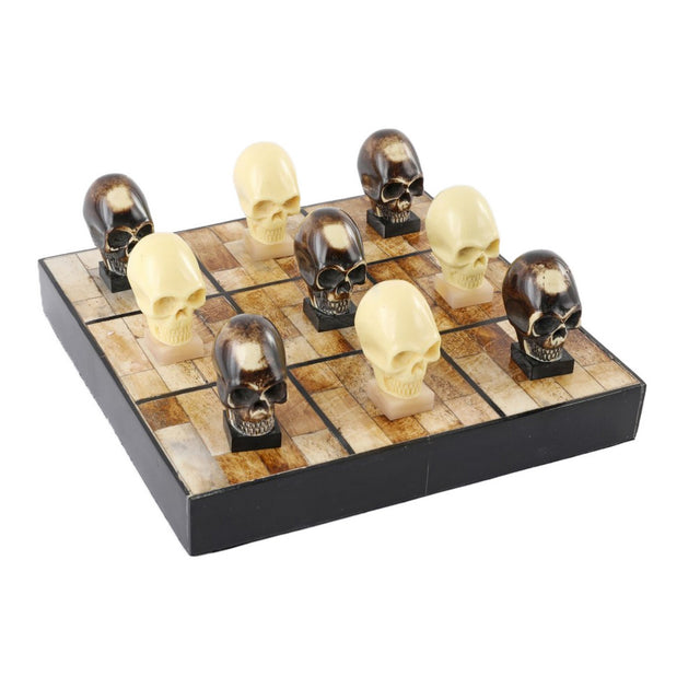 TIC TAC TOE Set in RESIN/BONE SKULL, features a handcrafted skull design, perfect for stylish game nights and home decor.