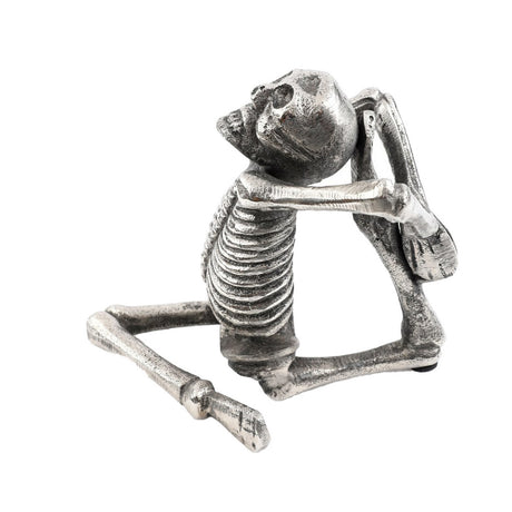 Aluminium Yoga Skeleton ornament, 15.5cm tall, symbolizing balance and tranquility for yoga enthusiasts and art lovers.