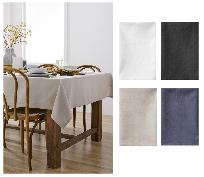 White cotton tablecloth, 1.5m x 2.25m, ideal for 8-seater dining, perfect for both casual and formal occasions.