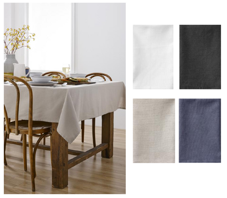 White cotton tablecloth, 1.5m x 2.25m, ideal for 8-seater dining, perfect for both casual and formal occasions.