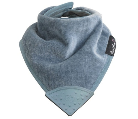 Teething Bandana Wonder Bib in Grey with a silicone teether, 100% cotton, super-absorbent, and BPA-free for babies.