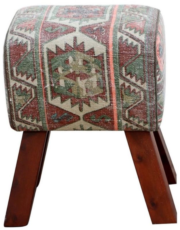 Aztec Stool featuring earthy canvas design, solid timber frame, and foam padding, perfect for stylish home accents.