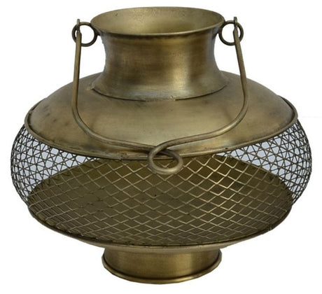 Luxurious gold metal candle holder, 330mm x 330mm x 290mm, perfect for elegant home decor and warm ambiance.
