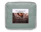 Luxurious Duck Egg Café Blanket in King/Super King, 100% cotton, down alternative fill, machine washable, perfect for cozying up.