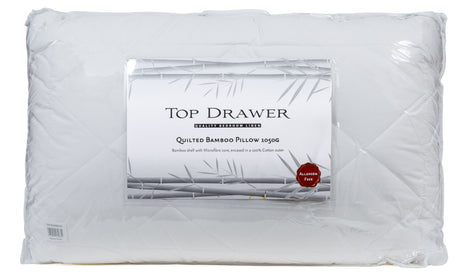 Bamboo Pillow by Top Drawer, 950g, featuring breathable cover and memory foam for optimal support and comfort.