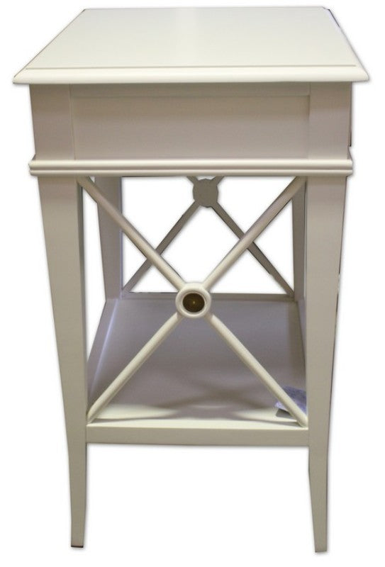 White poplar Villa Bedside Table featuring a stylish single drawer, perfect for elegant, organized bedroom decor.