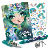 Colorful Secret Diary featuring Marinia's story, 44 activities, stickers, and creative pens for kids' personal expression.