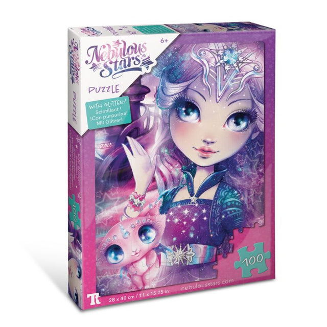 Glitter Puzzle 100 Pcs Nebulia featuring enchanting Nebulous Stars characters, perfect for family fun and decoration.