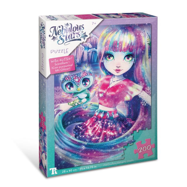 Sparkling 200-piece jigsaw puzzle featuring Isadora Aura and Nebulous Stars, ideal for family fun and creativity.