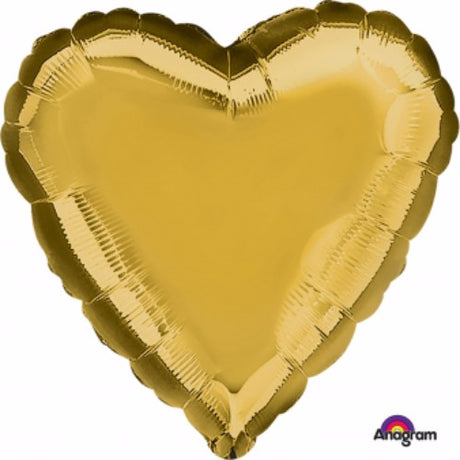 Shimmering 45cm heart-shaped gold foil balloon, perfect for weddings, anniversaries, and festive celebrations.