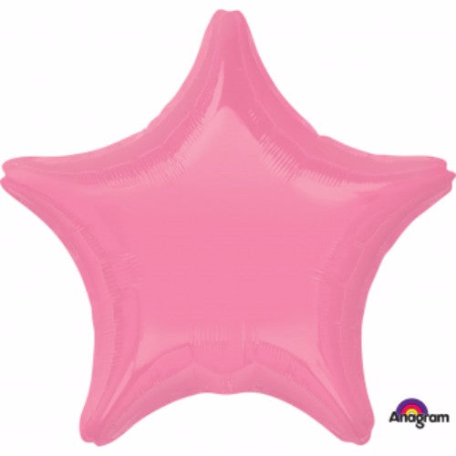 Bright pink star-shaped foil balloon, 45cm, perfect for parties and events; self-sealing and helium-inflated.