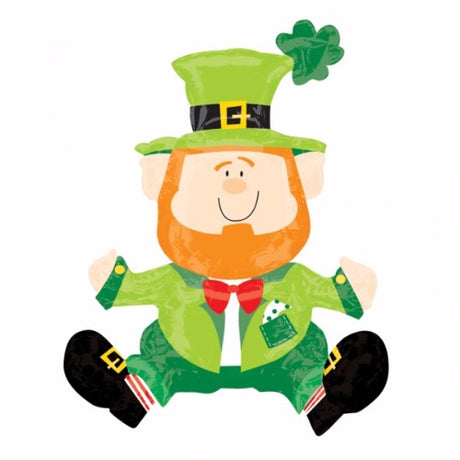 Colorful foil balloon shaped like a joyful leprechaun, perfect for St. Patrick's Day and festive celebrations.