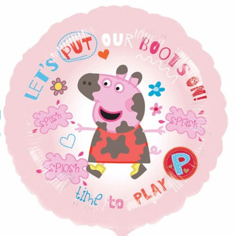 Vibrant 45cm Peppa Pig foil balloon featuring Peppa and friends, perfect for themed parties and celebrations.