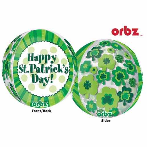 Vibrant Shape Orbz balloon for St. Patrick's Day, 38cm x 40cm, self-sealing, perfect for festive celebrations.