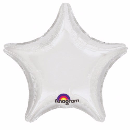 45cm star-shaped white foil balloon, self-sealing and helium-inflated, perfect for elegant celebrations and decorations.