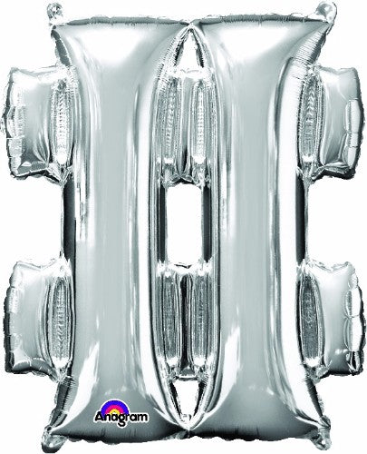 Shimmering silver 83cm hashtag foil balloon, perfect for modern celebrations and social media-themed events.