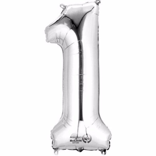 Number One Silver Megaloon 40cm Foil Balloon