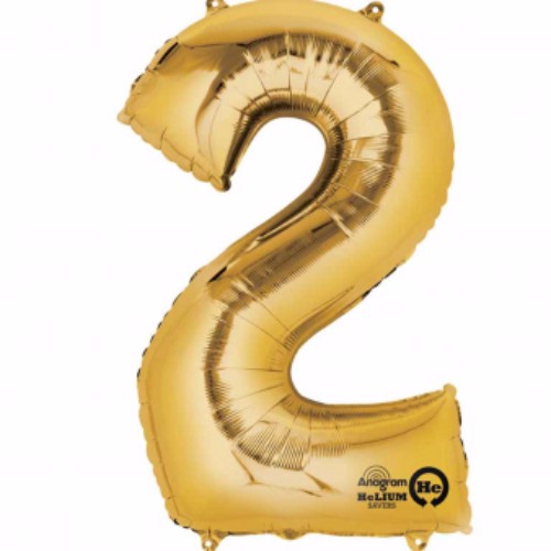 Number Two Gold Megaloon 40cm Foil Balloon