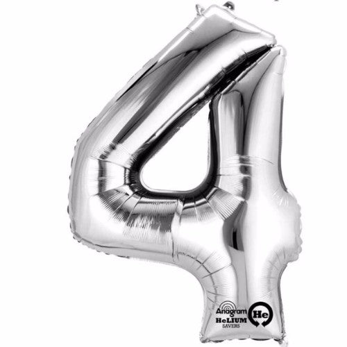 Number Four Silver Megaloon 40cm Foil Balloon