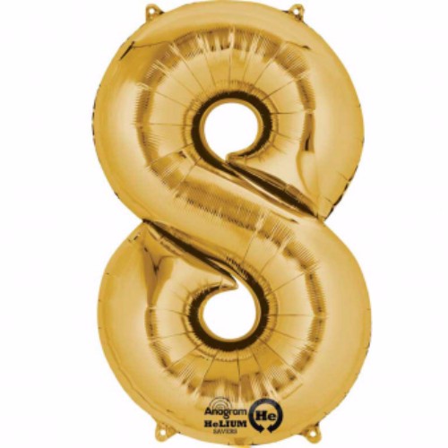 Number Eight Gold Megaloon 40cm Foil Balloon