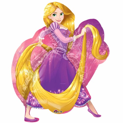 Colorful Rapunzel foil balloon measuring 66cm x 78cm, perfect for Disney-themed parties and celebrations.