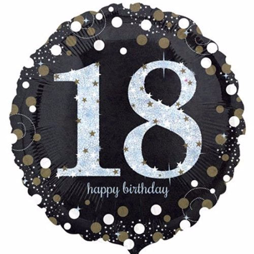 45cm 18th Sparkling Happy Birthday Holographic