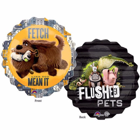 Vibrant foil balloon featuring characters from 'The Secret Life of Pets,' perfect for celebrations and themed parties.