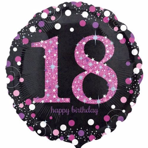 Balloon 45cm 18th Birthday Pink Celebration Holographic