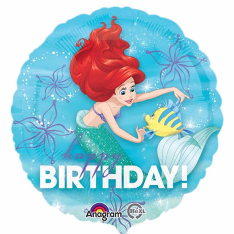 Bright 45cm Ariel foil balloon featuring "Happy Birthday Dream Big" for magical party decorations and celebrations.