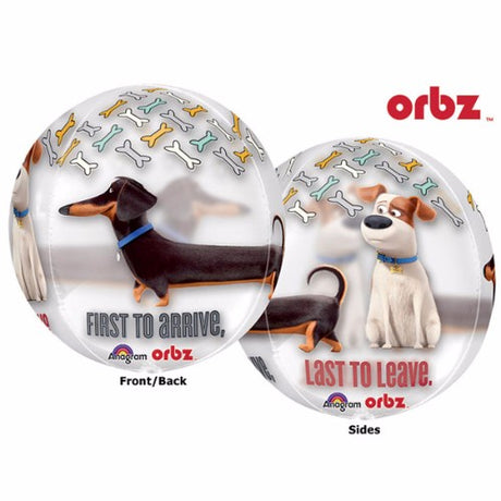 Colorful Shape Orbz Balloon featuring Secret Life of Pets characters, perfect for pet-themed parties and celebrations.