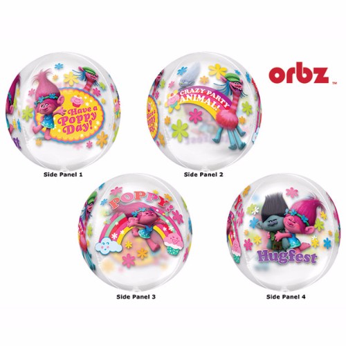 Shape Orbz Balloon featuring Trolls Poppy, vibrant 38cm x 40cm design, perfect for festive celebrations and parties.