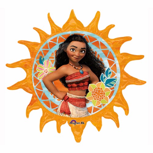 Colorful Moana sun design foil balloon, 71cm x 73cm, perfect for festive occasions and ocean-themed celebrations.