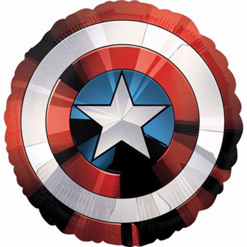 Vibrant 71cm Captain America shield foil balloon, perfect for superhero-themed parties and celebrations.