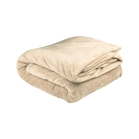 Linen-colored Bambury Ultraplush King Blanket, 270x230cm, ultra-soft polyester, perfect for cozy warmth on bed or couch.