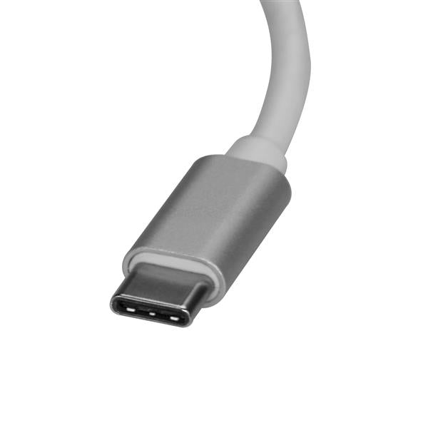 USB-C to Gigabit Network Adapter in silver, providing plug-and-play connectivity for stable internet access on laptops.